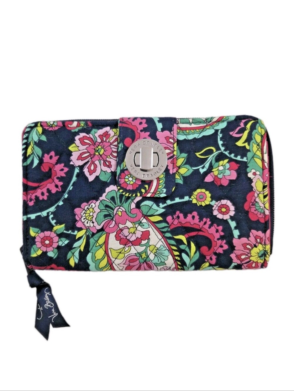Vera Bradley Petal Paisley Quilted Cotton Fabric Colorful Floral Turnlock Wallet